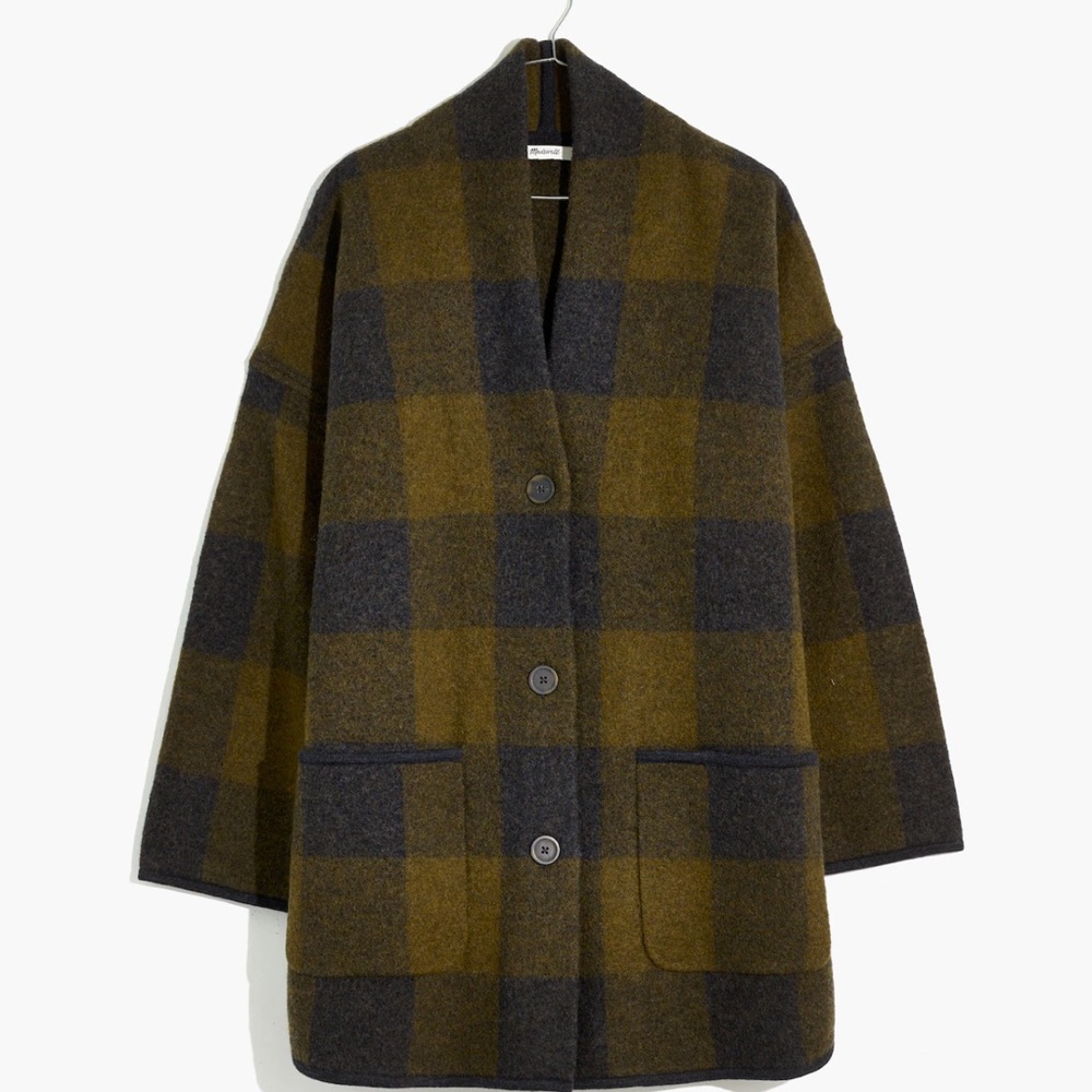 Madewell Buffalo Check Merino Wool Sweater Coat